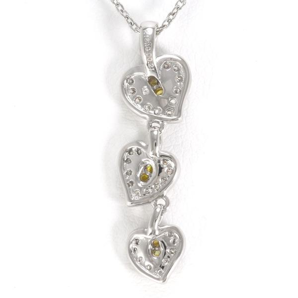 K18 White Gold Necklace with Yellow Diamond, 0.21ct in Excellent Condition