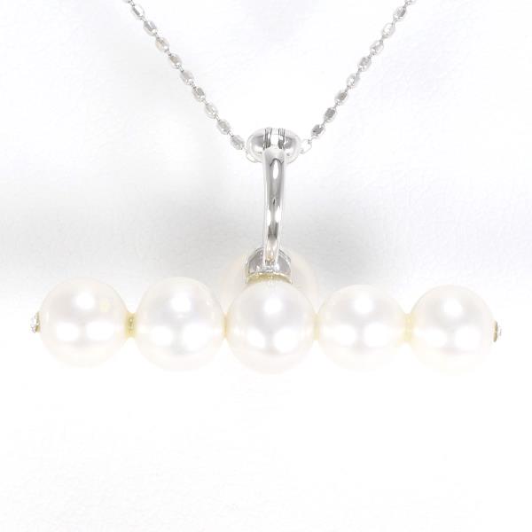 K10 White Gold Pearl Necklace in Excellent Condition