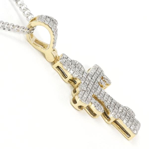 K10 Yellow Gold White Gold Diamond Necklace in Excellent Condition