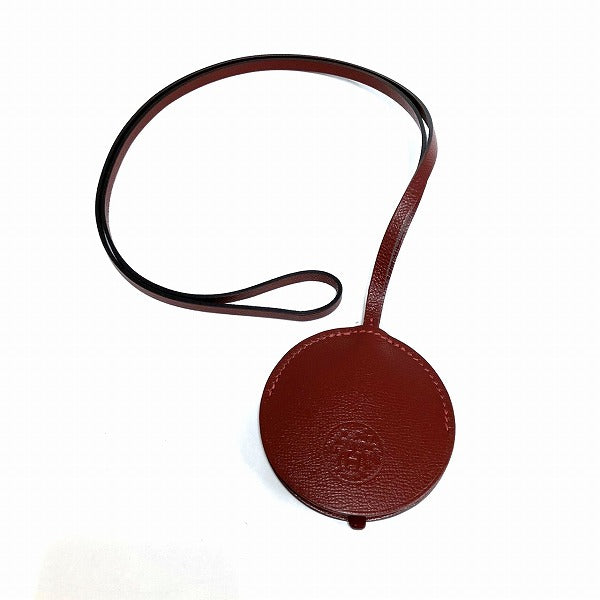 Hermes Leather 6.5 Miroir Pendant Necklace in Great Condition