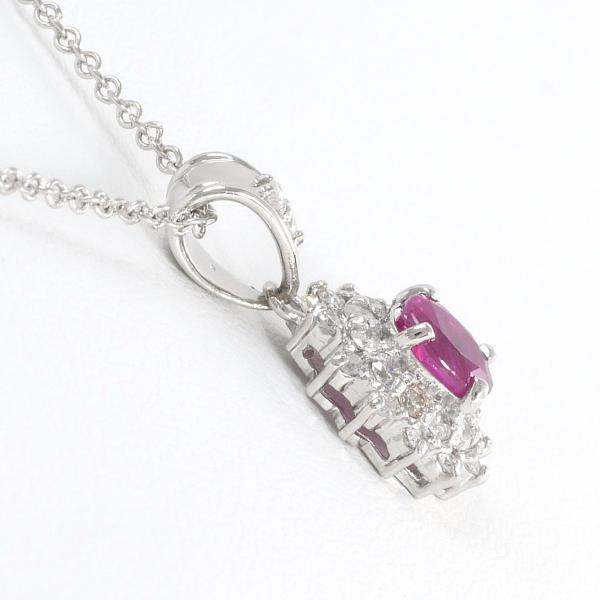 PT900 Platinum PT850 Necklace Ruby 0.59 Diamond 0.31 in Excellent Condition