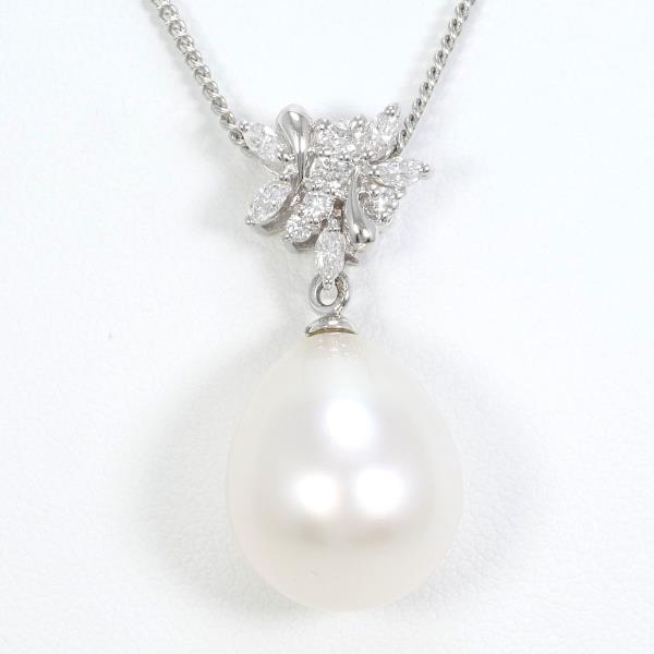 PT900 Platinum PT850 Necklace South Sea Pearl Diamond in Pristine Condition