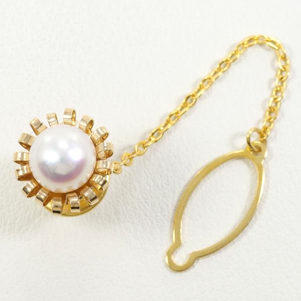 K18 Yellow Gold Pearl Pin Brooch in Excellent Condition