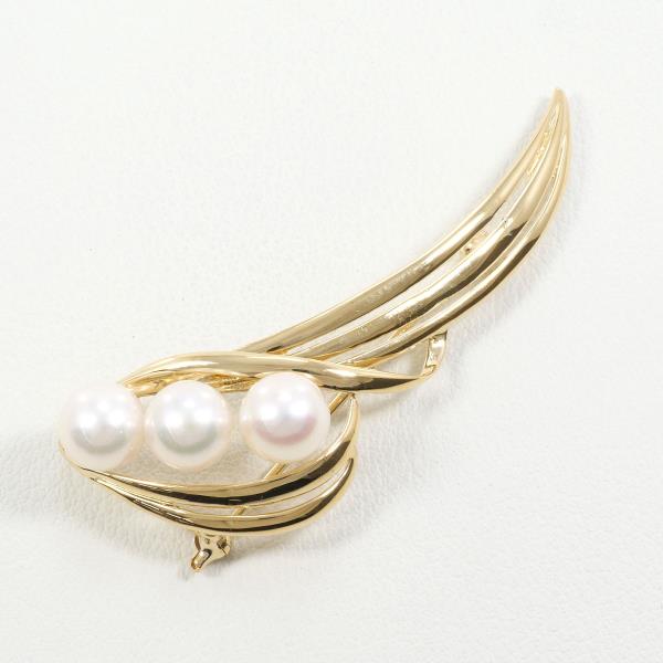 K18 Yellow Gold Pearl Brooch in Pristine Condition