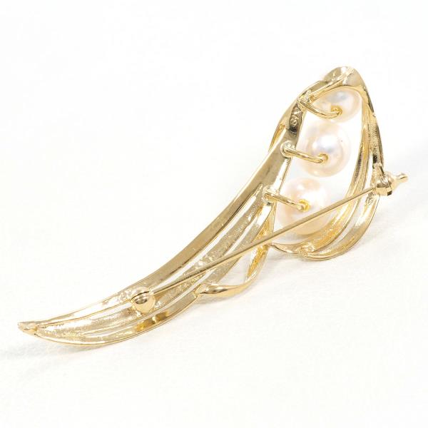 K18 Yellow Gold Pearl Brooch in Pristine Condition