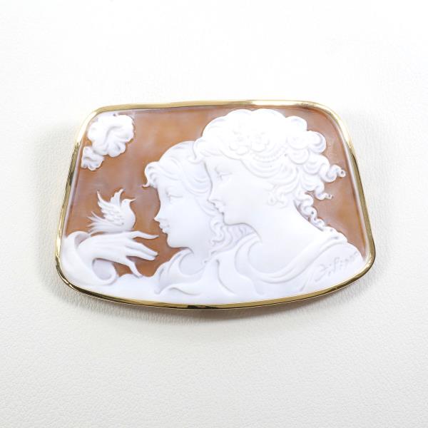 K18 Yellow Gold Brooch Shell Cameo