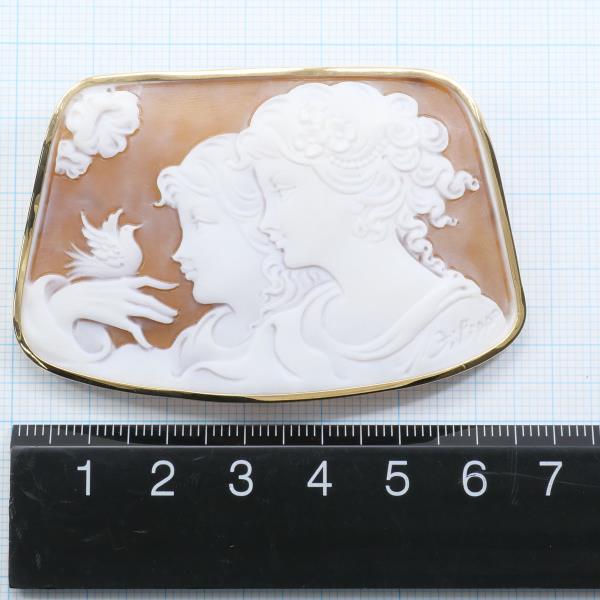 K18 Yellow Gold Brooch Shell Cameo