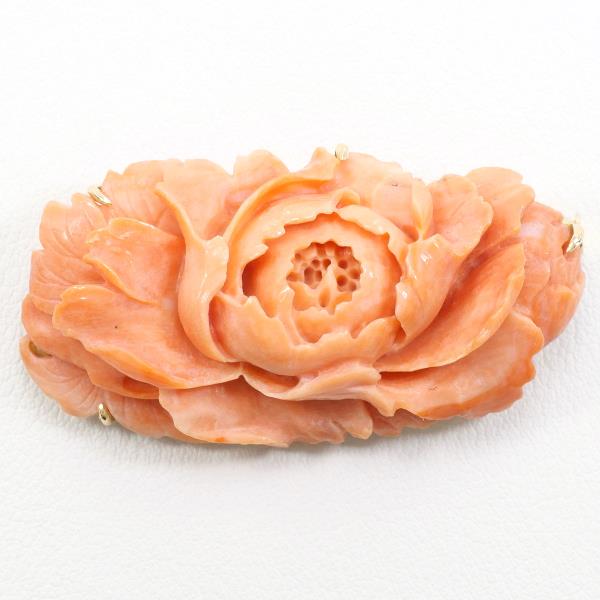 K18 Yellow Gold Coral Brooch