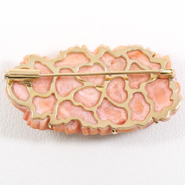 K18 Yellow Gold Coral Brooch