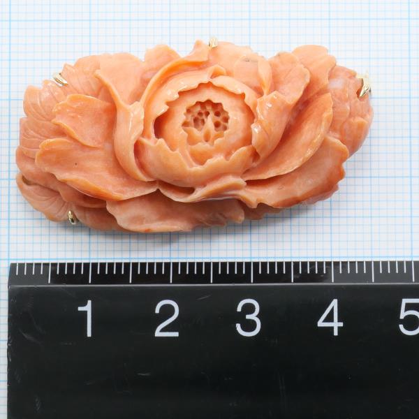 K18 Yellow Gold Coral Brooch