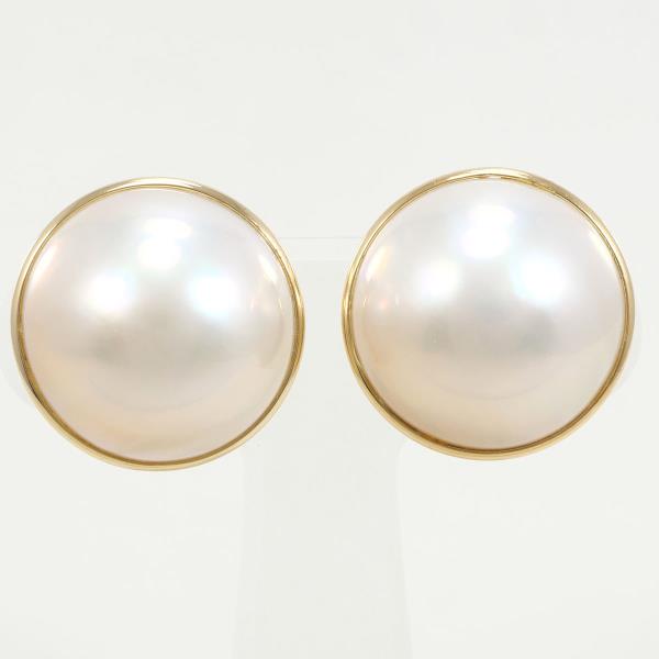 K18 Yellow Gold Mabe Pearl Earrings in Excellent Condition