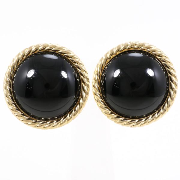 K18 Yellow Gold Onyx Earrings in Excellent Condition