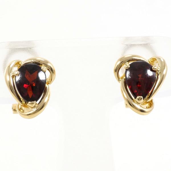 K18 Yellow Gold Garnet Earrings in Excellent Condition