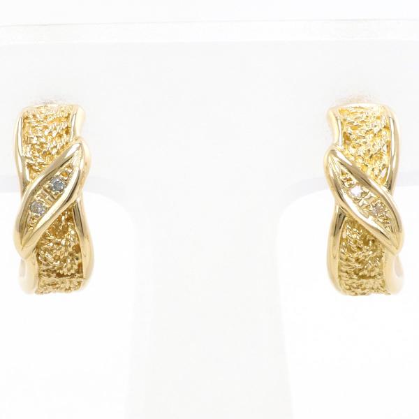 K18 Yellow Gold Diamond Earrings in Excellent Condition