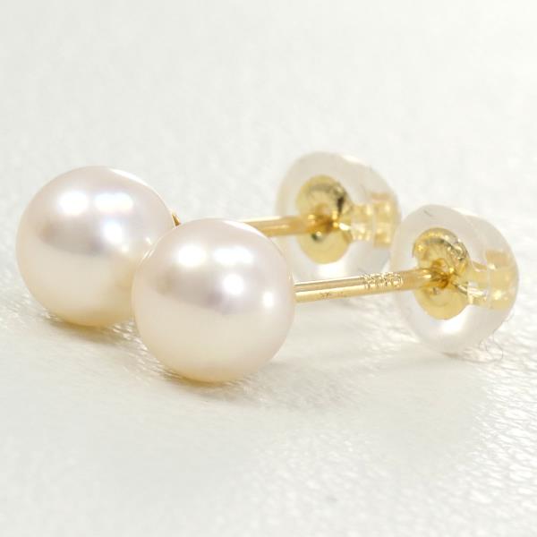 K18 Yellow Gold Pearl Earrings in Great Condition