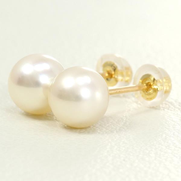 K18 Yellow Gold Pearl Earrings, Approx. 1.1g in Great Condition