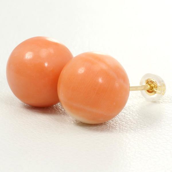 K18 Yellow Gold Coral Earrings in Excellent Condition