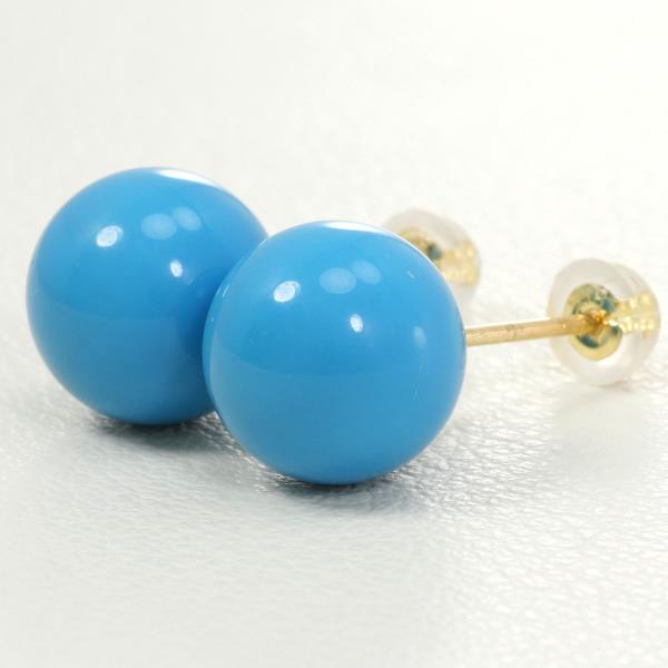 K18 Yellow Gold Turquoise Earrings in Excellent Condition