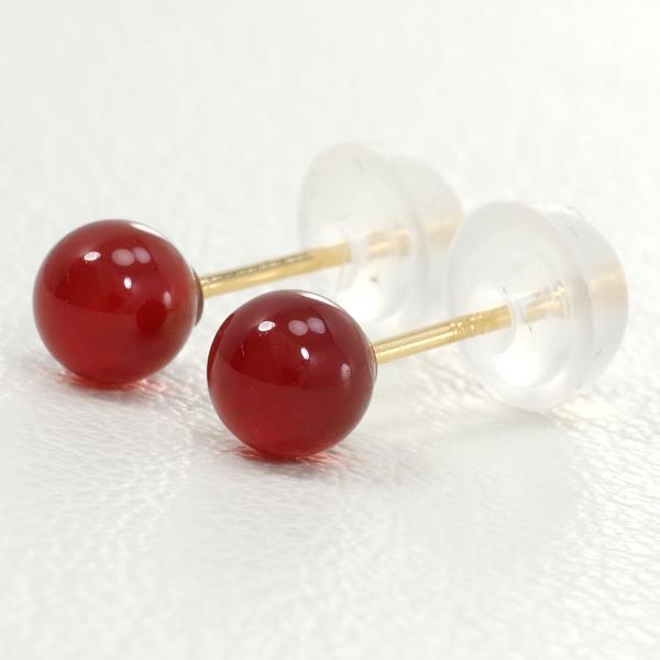 K18 Yellow Gold Carnelian Earrings in Great Condition