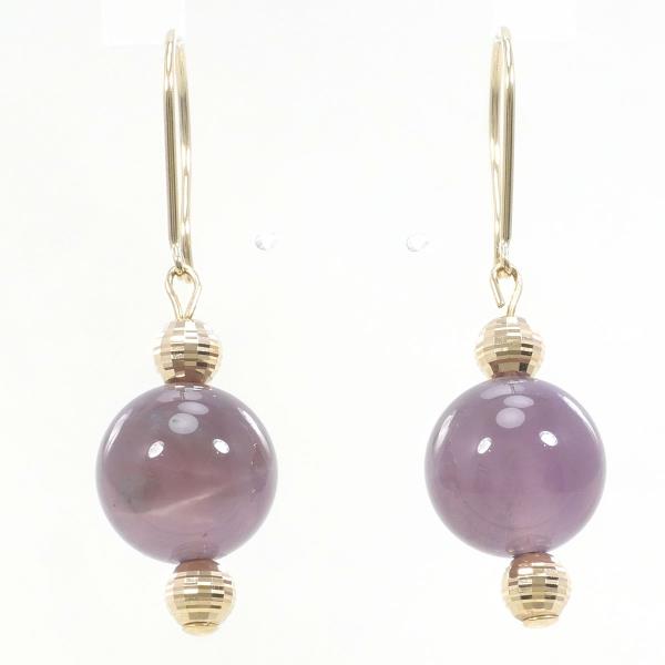 K18 Yellow Gold Amethyst Earrings in Great Condition