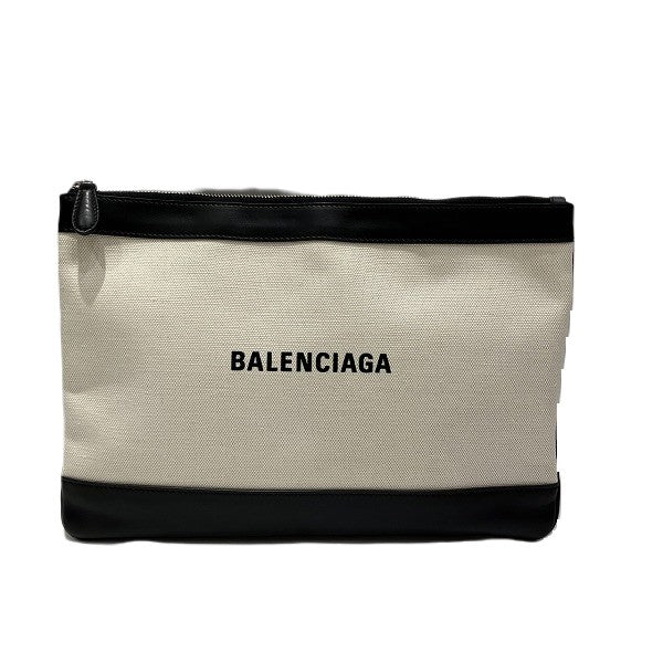 Balenciaga Canvas Leather Clutch Bag 420407 in Great Condition