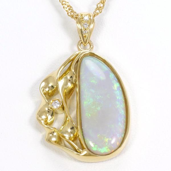 K18 Yellow Gold Opal Diamond Necklace in Pristine Condition