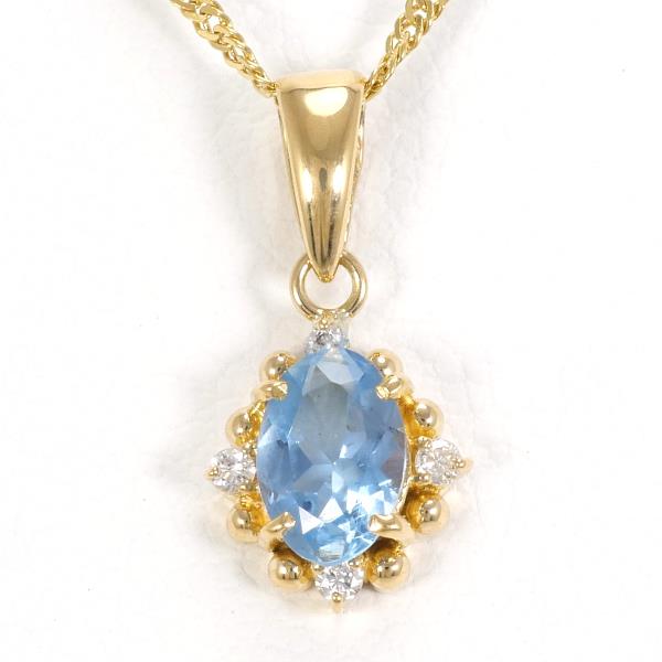 K18 Yellow Gold Aquamarine Necklace in Excellent Condition