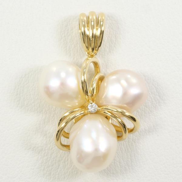 Tasaki K18 Yellow Gold Pearl Pendant Top in Pristine Condition