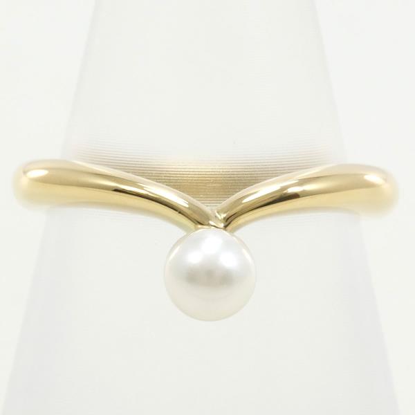 K18 Yellow Gold Pearl Ring 10.5 in Excellent Condition