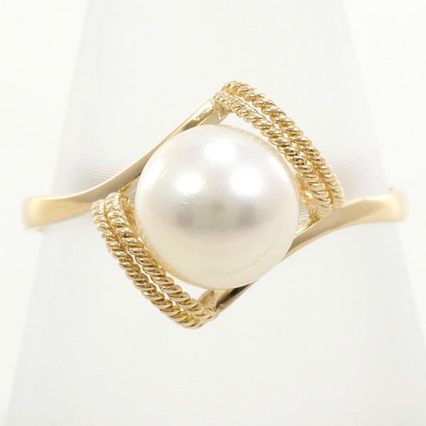 K18 Yellow Gold Pearl Ring 15号 in Excellent Condition