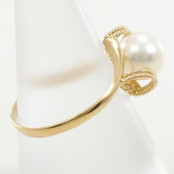 K18 Yellow Gold Pearl Ring 15号 in Excellent Condition