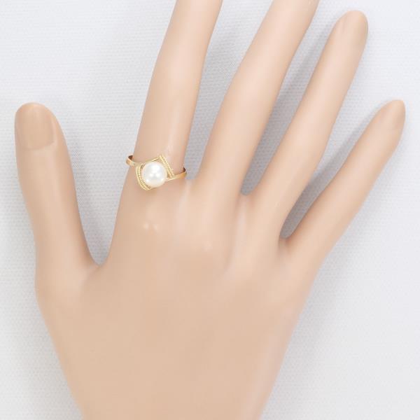 K18 Yellow Gold Pearl Ring 15号 in Excellent Condition