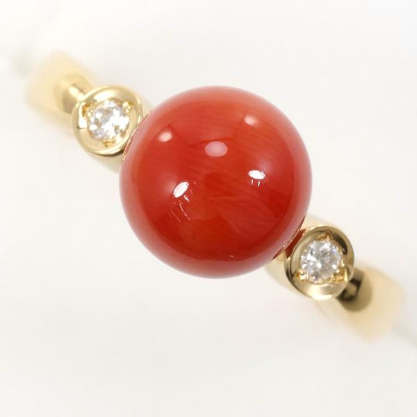 K18 Yellow Gold Coral Ring 7