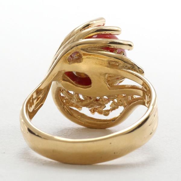 K18 Yellow Gold Coral Ring