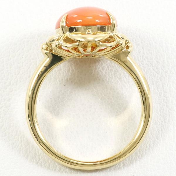 K18 Yellow Gold Coral Ring Size 12 in Excellent Condition