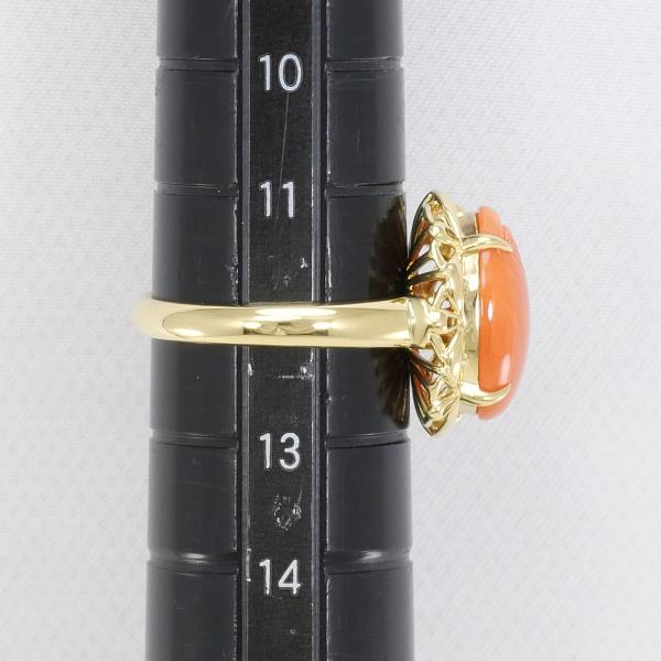 K18 Yellow Gold Coral Ring Size 12 in Excellent Condition