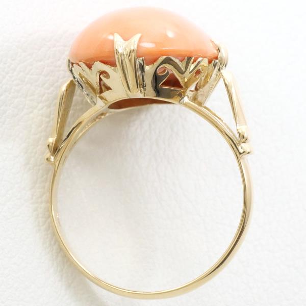 K18 Yellow Gold Coral Ring Size 14 in Excellent Condition