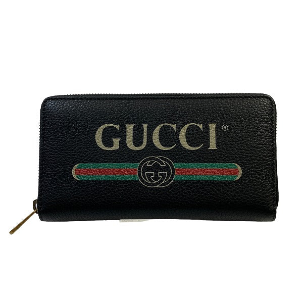 Gucci Leather Logo Print Zip-Around Wallet 496317 in Great Condition