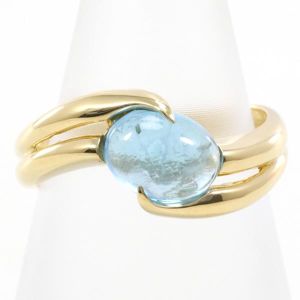 K18 Yellow Gold Ring with Blue Topaz, Size 9 in Excellent Condition