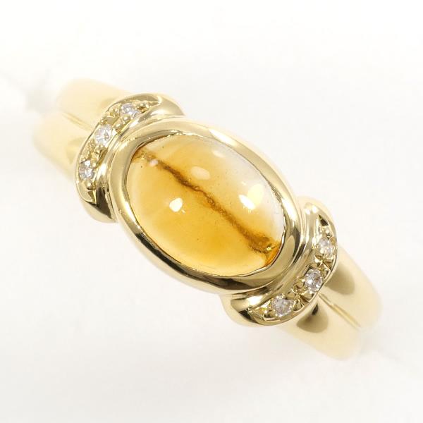 K18 Yellow Gold Citrine Diamond Ring in Excellent Condition