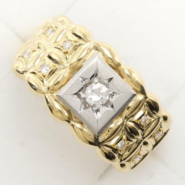 PT900 Platinum K18 Yellow Gold Diamond Ring Size 25 in Excellent Condition