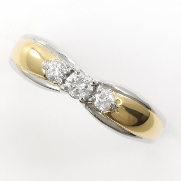 PT900 Platinum K18 Yellow Gold Diamond Ring in Excellent Condition