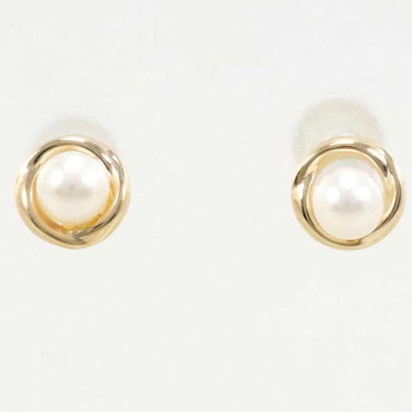 K10 Yellow Gold Pearl Earrings in Pristine Condition