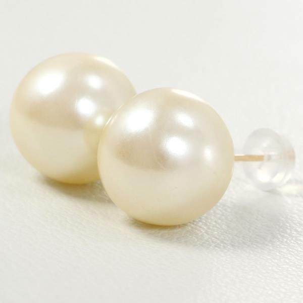 K18 Yellow Gold Imitation Pearl Earrings in Great Condition