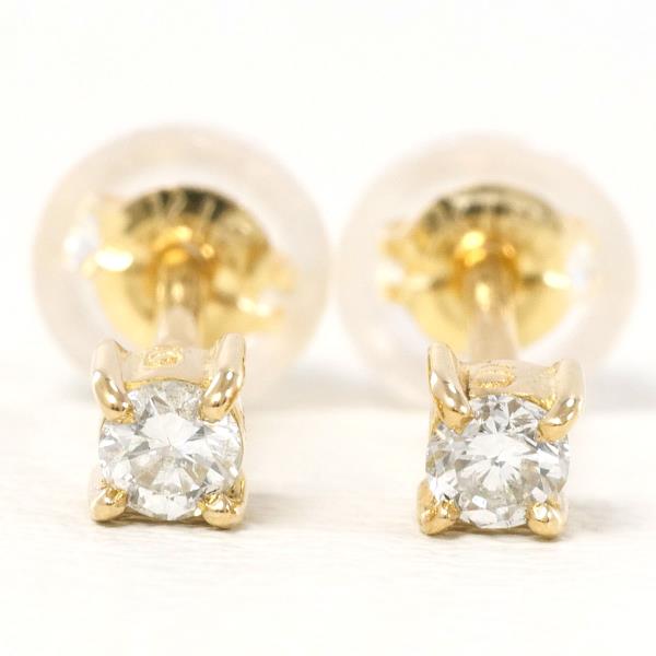 K18 Yellow Gold Diamond Earrings in Great Condition