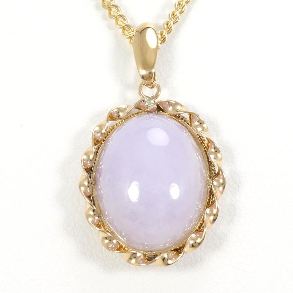 K18 Yellow Gold Lavender Jade Necklace in Excellent Condition