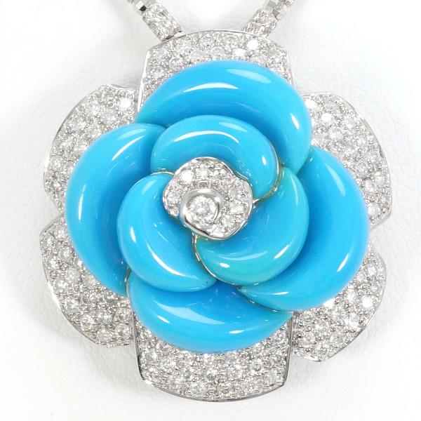 K18 White Gold Turquoise Diamond Necklace