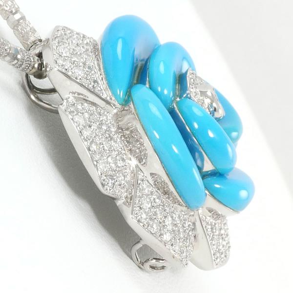 K18 White Gold Turquoise Diamond Necklace in Excellent Condition