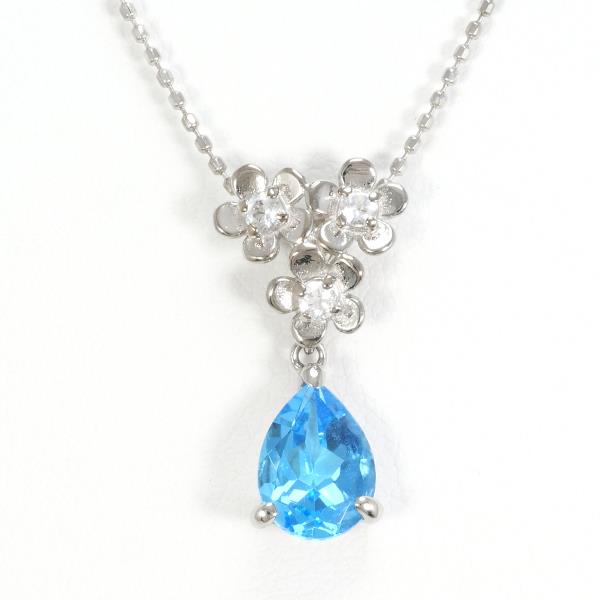 K14 White Gold Topaz Necklace in Excellent Condition