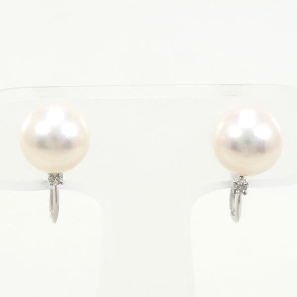 PT850 Platinum Pearl Earrings in Excellent Condition